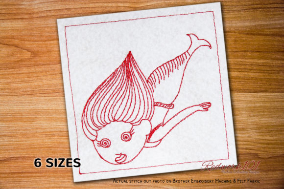 Cute Funny Mermaid Redwork Review for Holiday Crafts