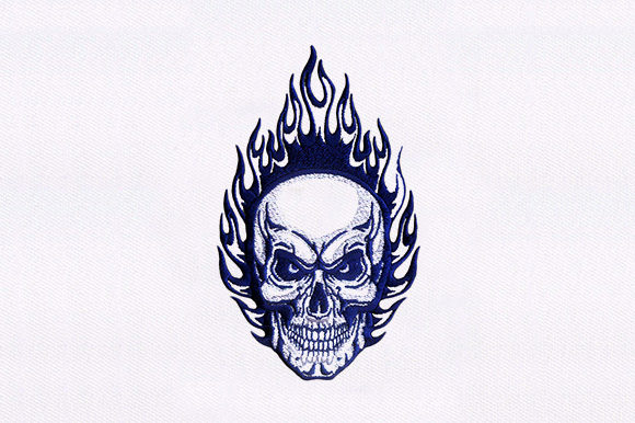 Fire Skull: A Bold Embroidery Design for Strong Personalized Gifts