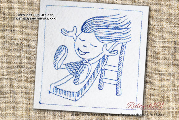 Girl Sliding Playground Redwork Review
