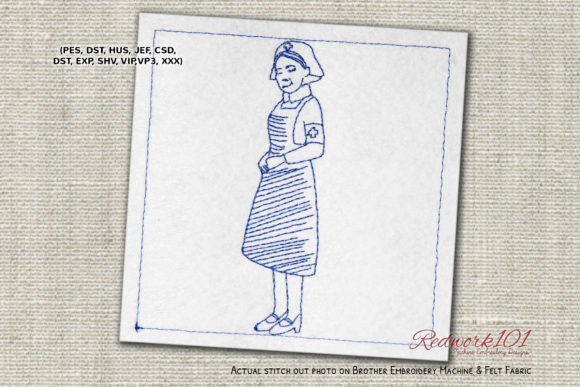 Professional Female Nurse Redwork Review