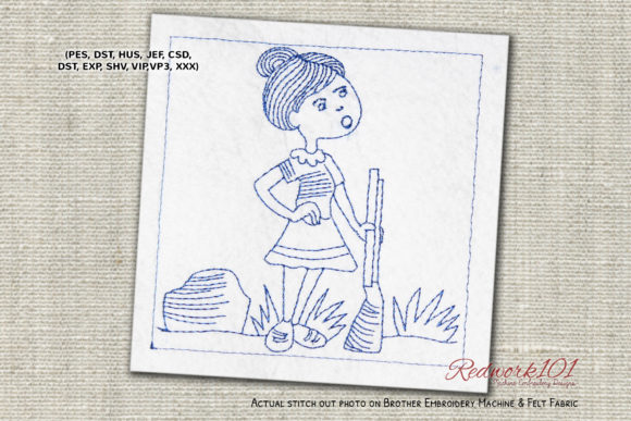 Review: Female Hunter with Gun Redwork for Bold Projects