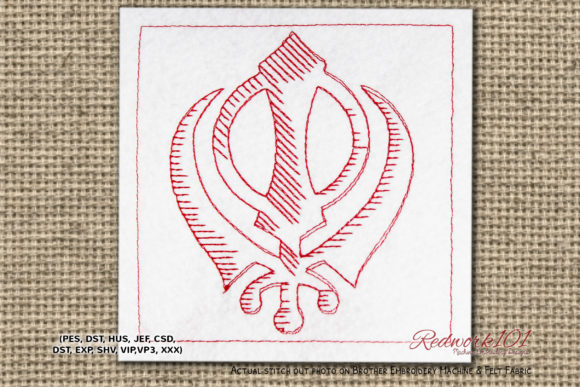 Sikhism Khanda: A Bold Redwork Design for Craft Fairs